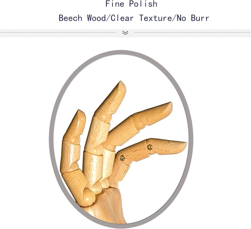 yangjietf Hand Model,Wood Hand for Nails,Drawing Wooden Hand,Wooden Mannequin,Wood Hand,Hand Model for Drawing,Male_R with Lower Body - Image 5